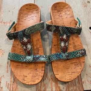 Vionic Snake Print Embellished Sandals - 9